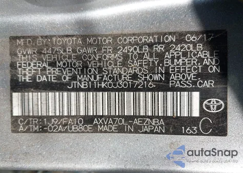 2018 Toyota Camry Le z USA, uszkodzony, nr VIN JTNB11HK0J3017216